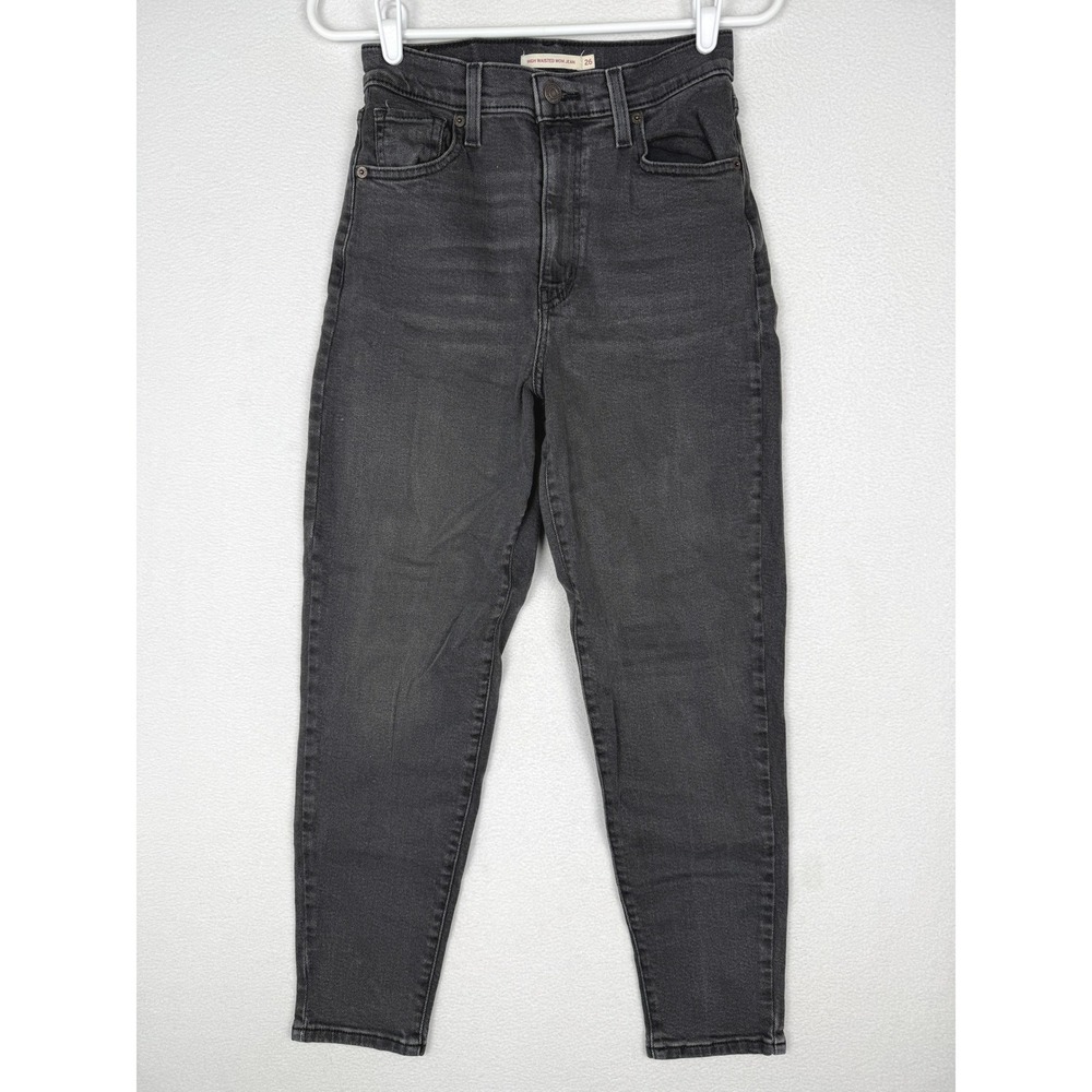 Levi's High Waisted Mom Jean Womens 26 Black Tapered Leg Denim 26986-0015
